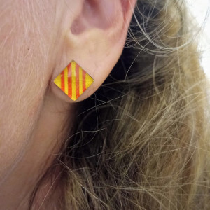 lelemescreas.com BO boucles d'oreilles 10mm carré Català catalan catalunya sang et or rouge et jaune catalanes Lélé mes Créas