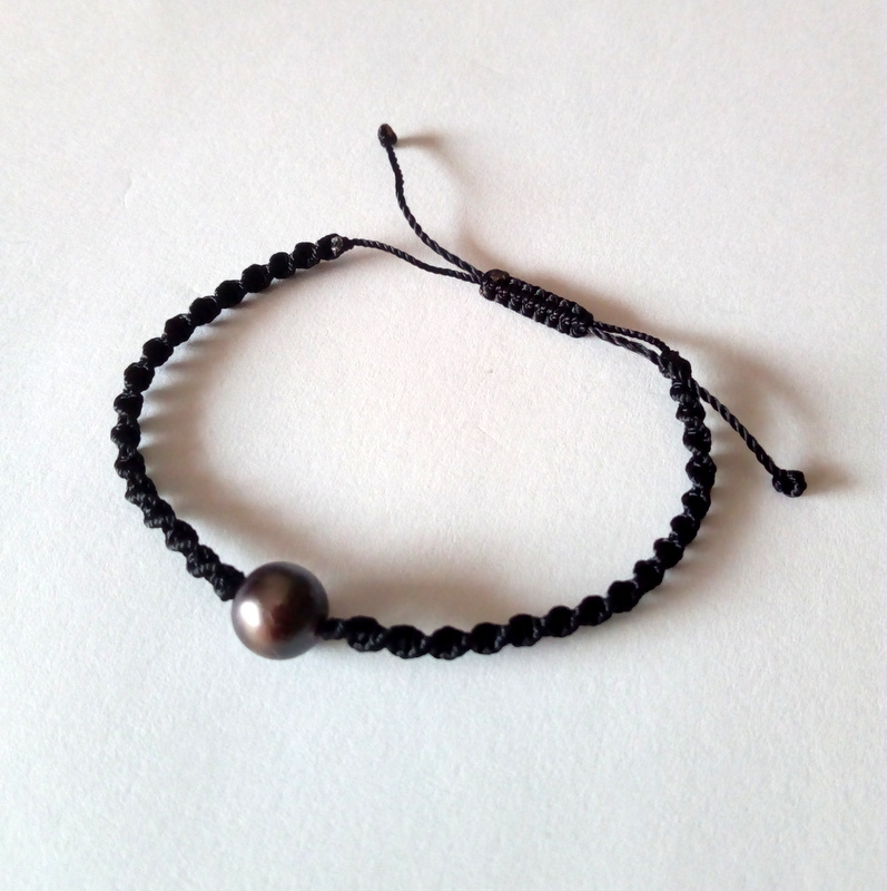 Bracelet de perles noires baroques de Tahiti - Perles de culture 